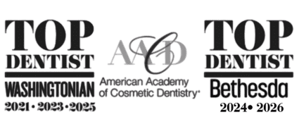 Bethesda Magazine Top Dentist 2024 and 2026, Washingtonian Top Dentist 2021, 2023, 2025, and AACD member awards for Dr. John Slate