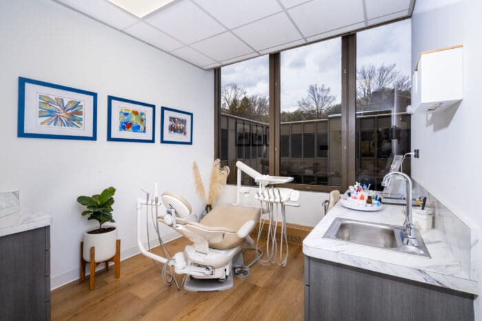A clean, relaxed dental operatory at Slate Dental, ready for a patient's visit